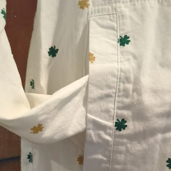 Denim & Flower White Hooded Jacket w/ Shamrock 🍀 Print  🍀💰🍀🌈💰 Men's Medium - Picture 5 of 15